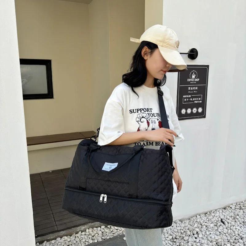 Monochromatic Sewing Line with Zipper High-Quality Bags Casual Travel Oxford Bags Large Capacity Fashion