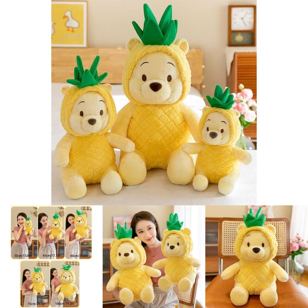 Plushy Fluffy Pineapple Winnie The Pooh Bear Plush Toy Yellow Xmas Kids Gift