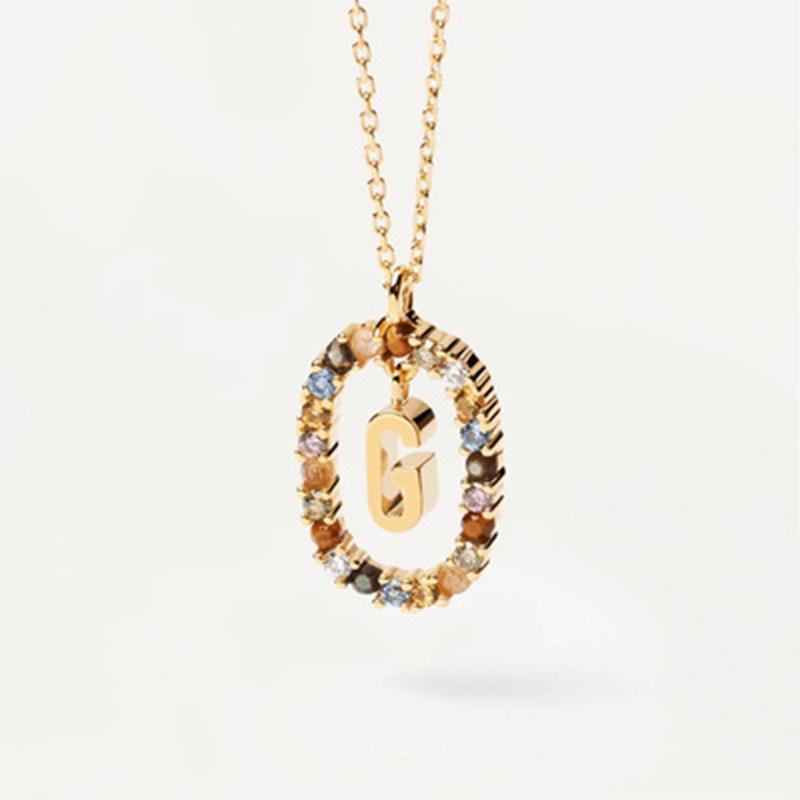 New 925 Sterling Silver Gold Letters A - Z Initial Necklace Zirconia Letter Pendant Long Chain Say My Name Fine Jewelry