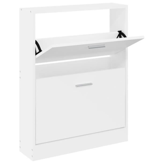 VidaXL Armoire à chaussures Blanc 59x17x81 cm Bois d'ingénierie 342534