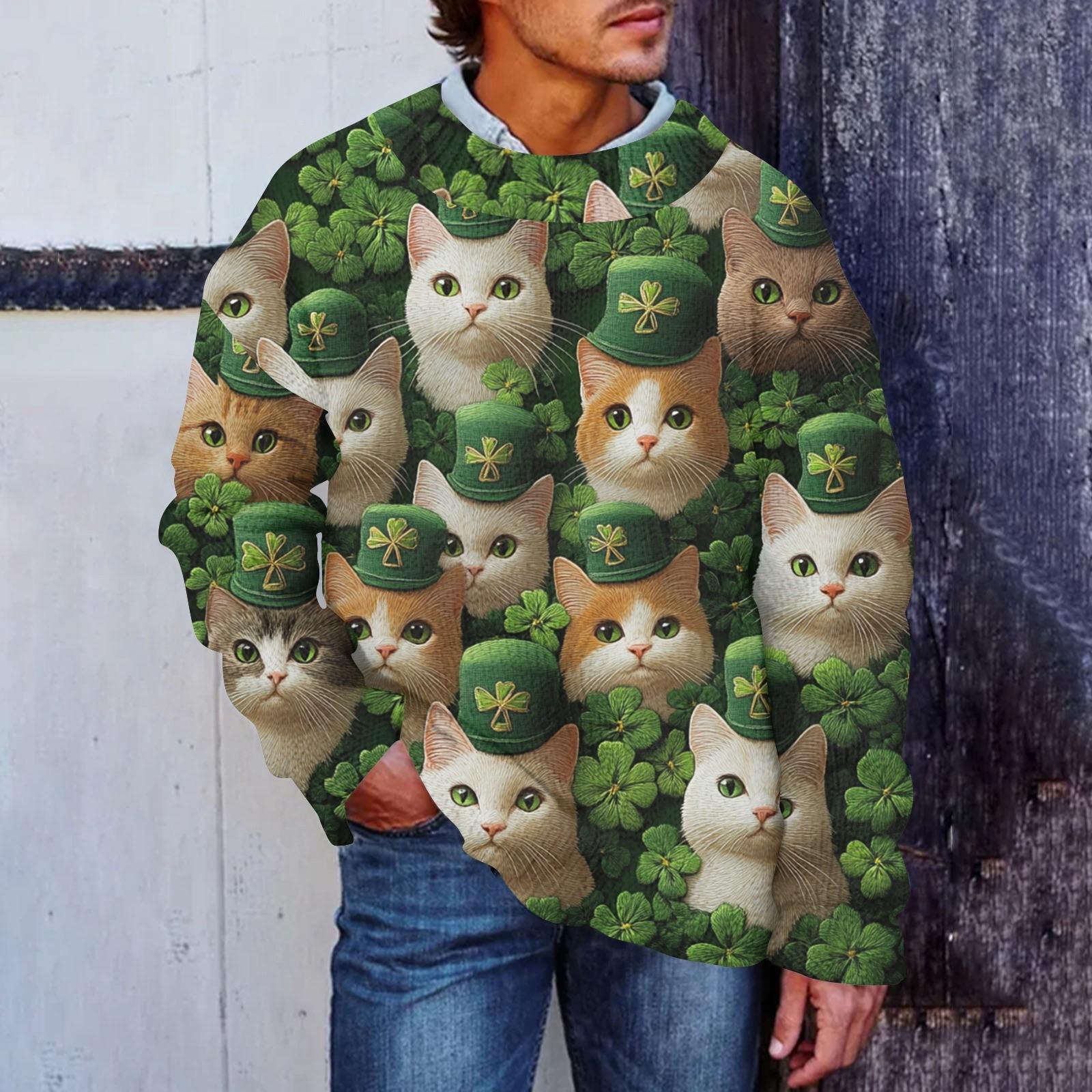 

Мужская мода повседневная с длинным рукавом St. Pacrit Gentle Printed Crewneck Woolen Imitation свитер Цветочный Crewneck Sweatshirt Loose Long Sleeves L бежевый