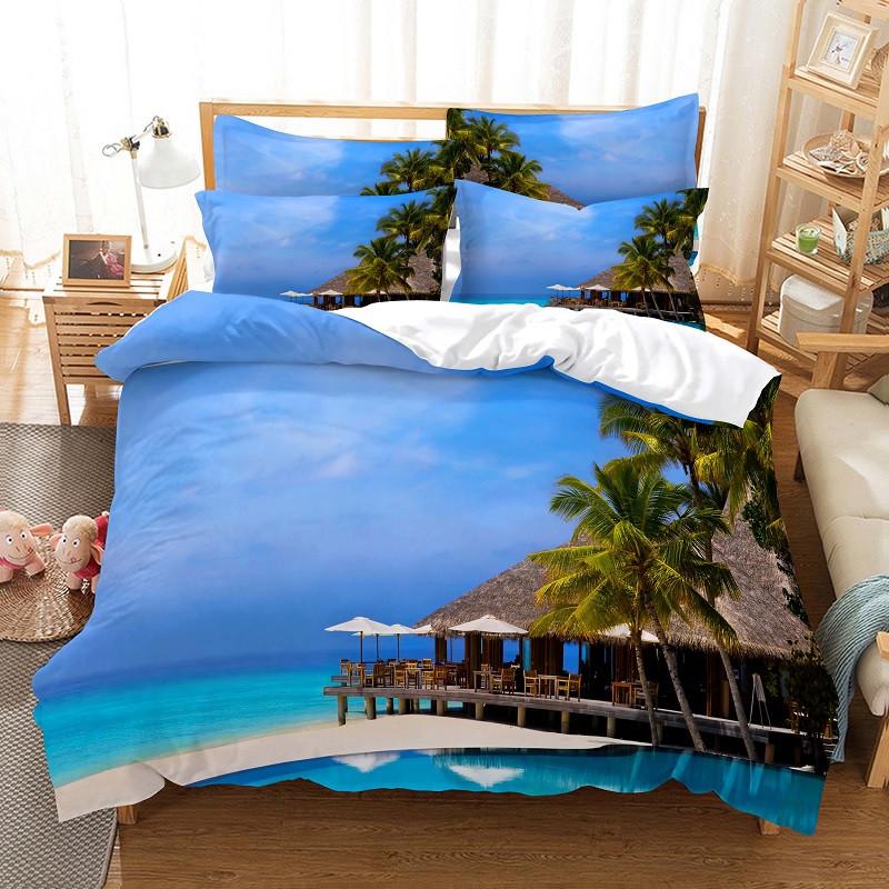 Cartoon Beach Car Duvet Cover Set 3d Digital Printing Polyester Comforter Cover King Queen Full Size for Kids Girls Bedding Set