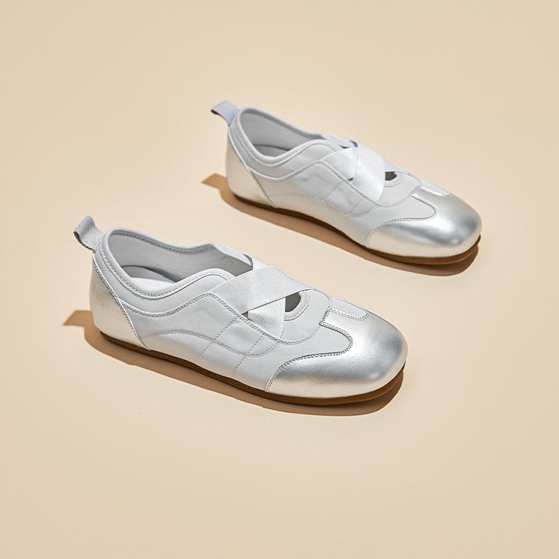 Fashion AIYUQI Women's Sneakers Casual Ballet Shoes Women Flat Genuine Leather Large-Size Elasticated Female Virtue Training Shoes