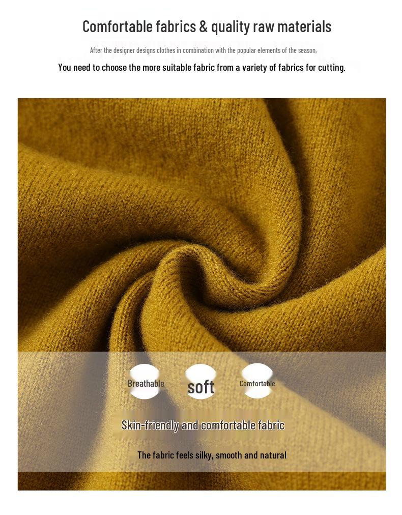 Hengyuanxiang 2025 Women's Pure Wool Sweater: Stylish Winter Knitwear, Warm Base Layer for Moms, Perfect for Middle-Aged Women