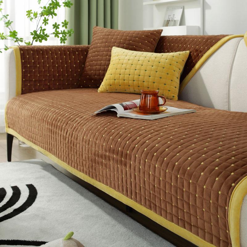 

Современный стеганый бархатный чехол для дивана 2-3 местный вышитый чехол для дивана угловой Г-образный чехол для кресла для гостиной мягкий утолщенный 70x70cm 1pc