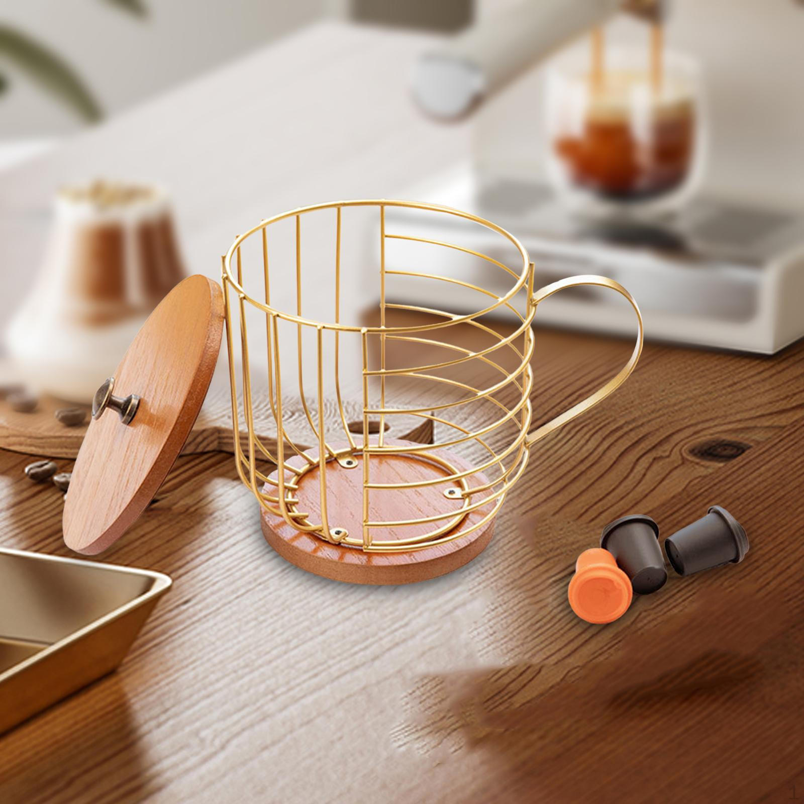 

Держатель для кофейных капсул с крышкой, проволочная корзина для хранения с фильтром, многофункциональная для кухни