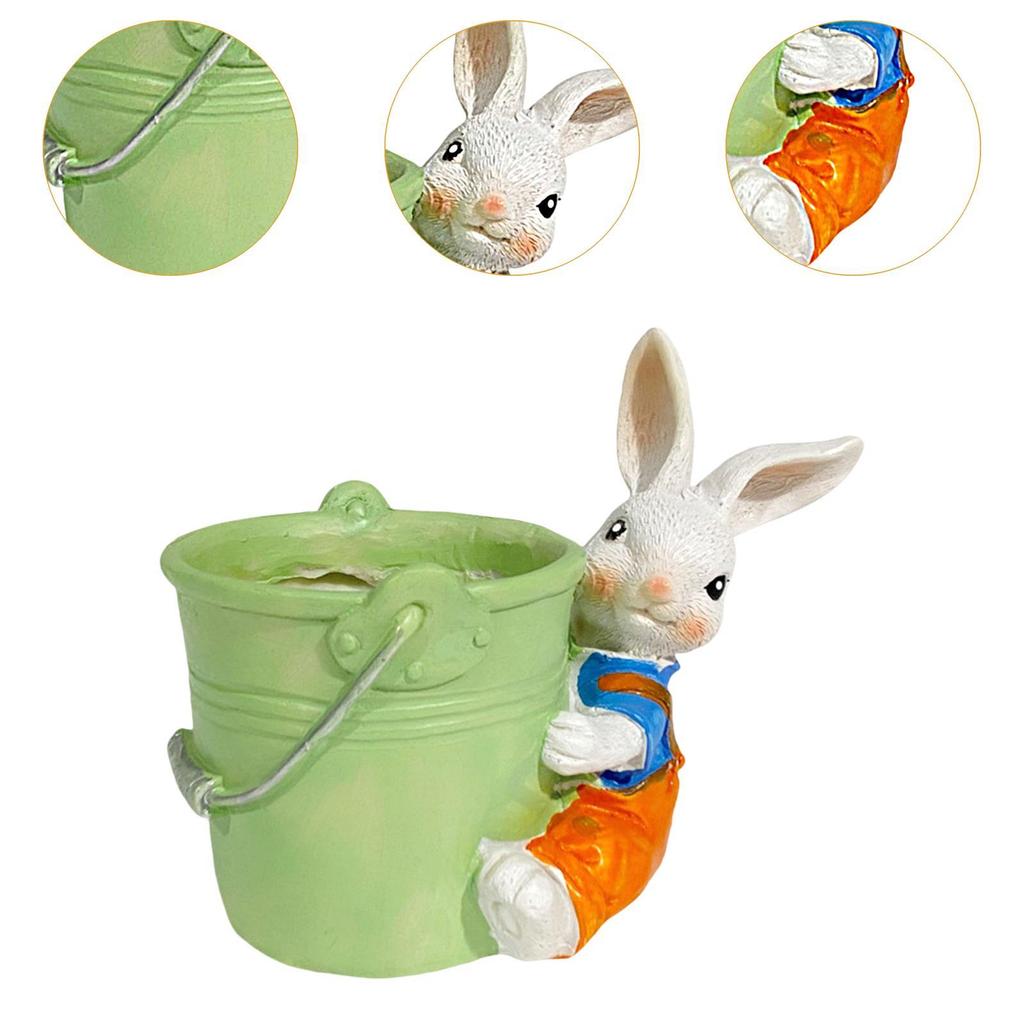 Bunny Statue Flowerpot Cute Rabbit Figurine Garden Flower Pot for Courtyard