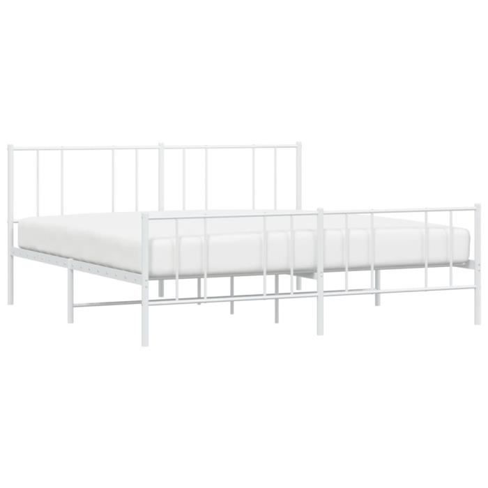 VidaXL Metal Bed Frame with Headboard-Footboard White 200x200cm 352554