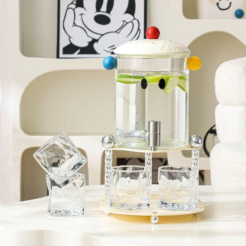 Anmu Light Luxury Glass Cold Water Pitcher with Faucet