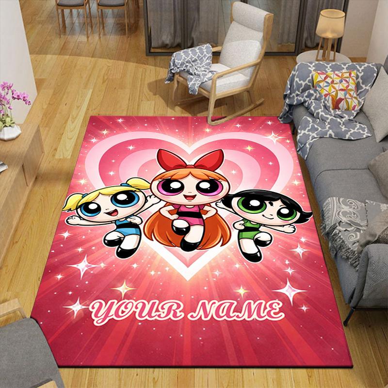Custom 1Pc Powerpuff Girls Rainbow Rug Office Carpet Indoor Outdoor Entrance Doormat Nonslip Soft And Comfortable Living Room D491514