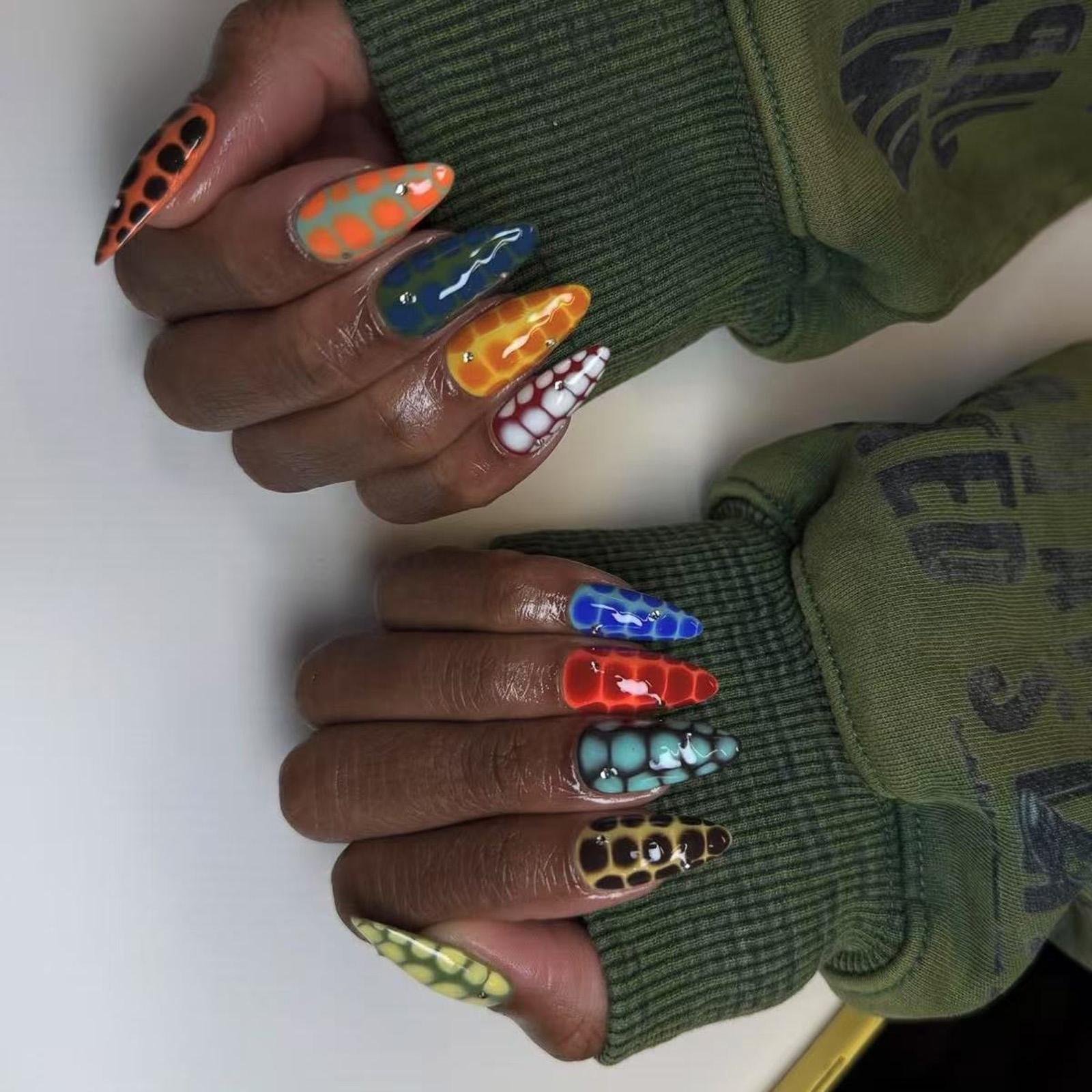 

Миндальный пресс на ногтях Глянцевые накладные ногти Наклейки на ногти в 12 размерах 24 шт Французские ногти Советы по самостоятельному украшению ногтей