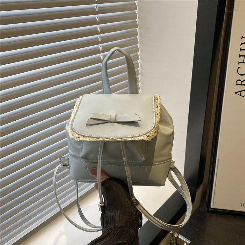 New summer retro beautiful lace edge solid color fashion backpack niche high-end backpack women