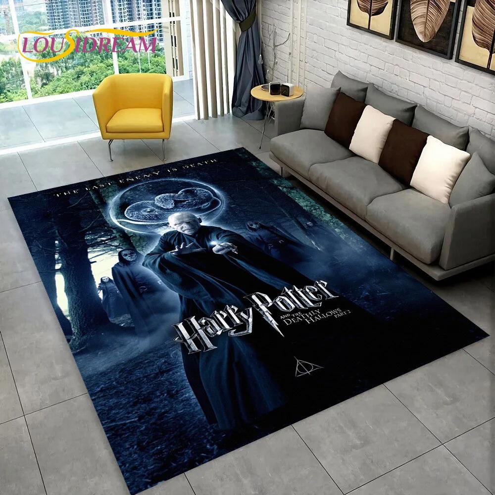 3D P-Potter Magic Academy Movie HD Rug Carpet for Living Room Bedroom Home Decor,Floor Mat Non-slip for Sofa Doormat Gift Kids