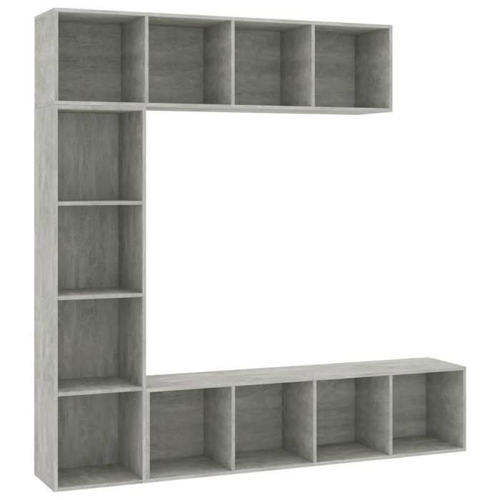 Bibliothèque / Meuble TV - Maison Exclusive - 3 pcs - Gris béton - 180 x 30 x 180 cm