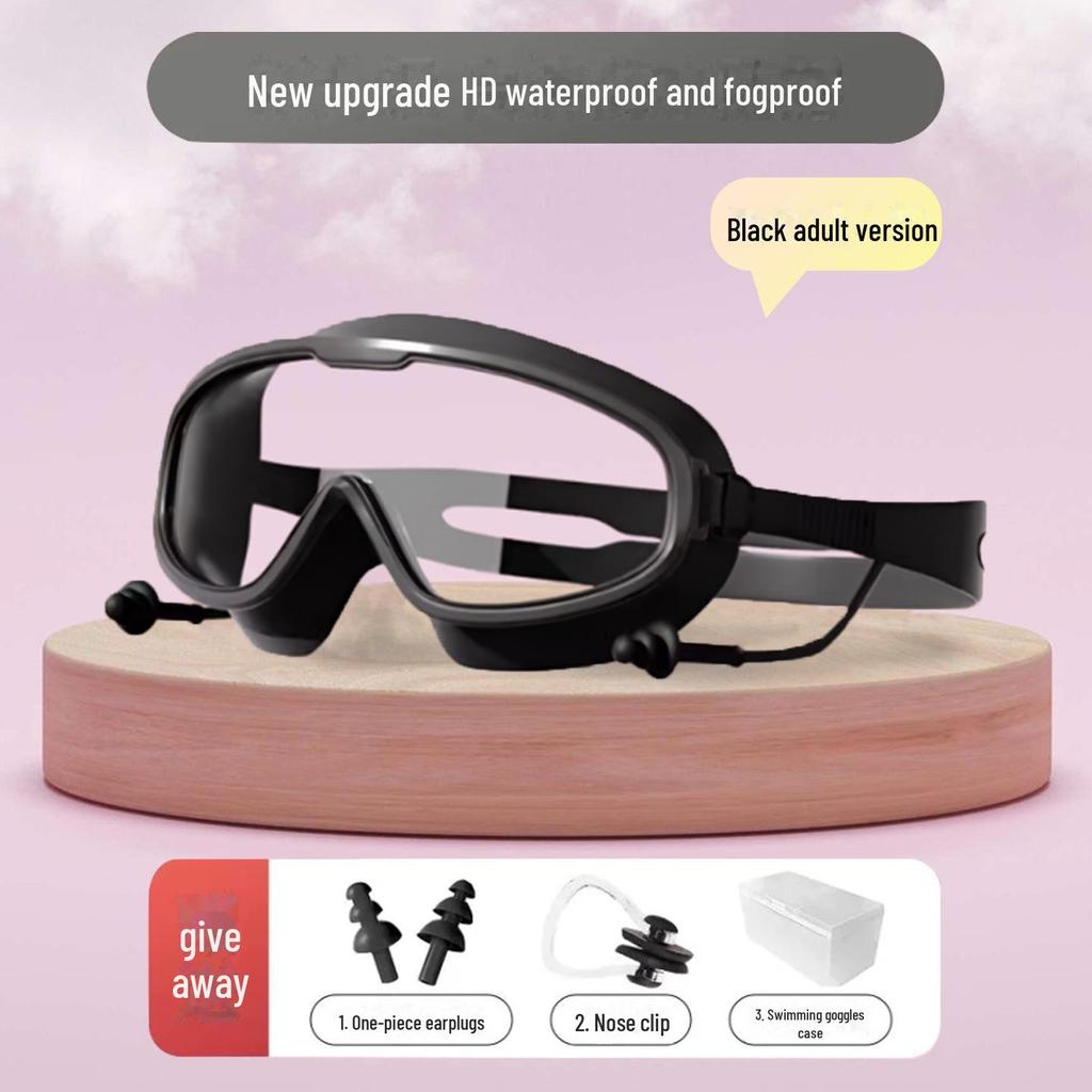 High-Definition Waterproof & Fog-Proof Adult Swim Goggles with Transparent Large Frame