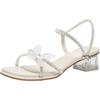 ZHR Women's Transparent Crystal Bow Chunky Heel Sandals