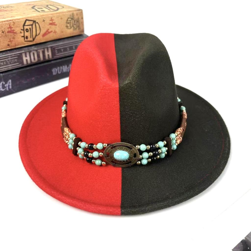 European And American Top Hat Women'S Literary And Retro Ethnic Style Jazz Hat Retro Decorative Lace-Up Men'S Denim Hat