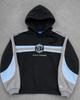 Splicing printing pattern hooded sweater for men and women with the same style trendy