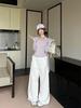 Women's Spring Wind Collar Long-Sleeve Ribbon Two-Piece Design T-Shirt