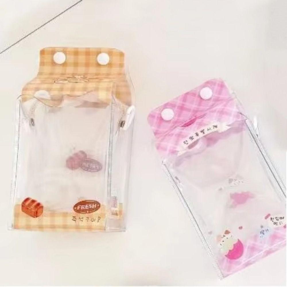 Cute Milk Doll Display Bag Transparent With Lanyard Doll Carrying Case Cartoon Zipper Storage Bag Doll Bag Decoration