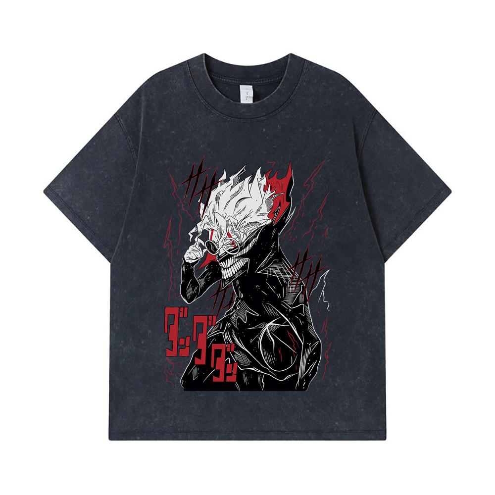 275 GSM Washed T-shirts 100% Cotton Dandadan V28 Okarun Print Unisex Heavy Cotton T Shirt