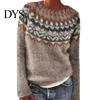 Comfortable Pullover Women Sweater Crew Neck Design Long Sleeve Patchwork Breathable Color Knitting Jumper Loose Fit Casual Knitwear Soft Knit Top