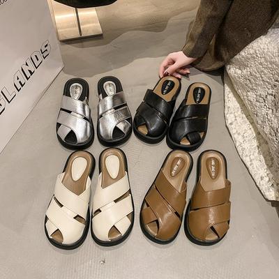 Soft~ Baotou Half Slippers Women's 2025 Summer New Versatile New Korean Version Hollow Beach Sandals Rome