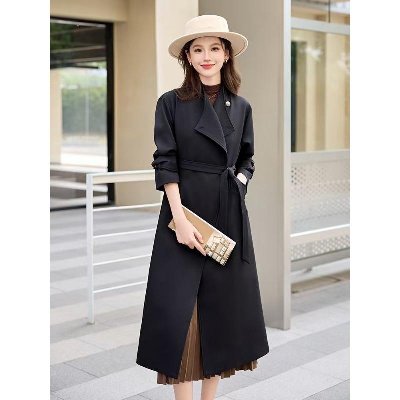 Dlouhý kabát do větrovky pro ženy, jarní a podzimní nový styl, letos oblíbený temperamentní a elegantní kabát