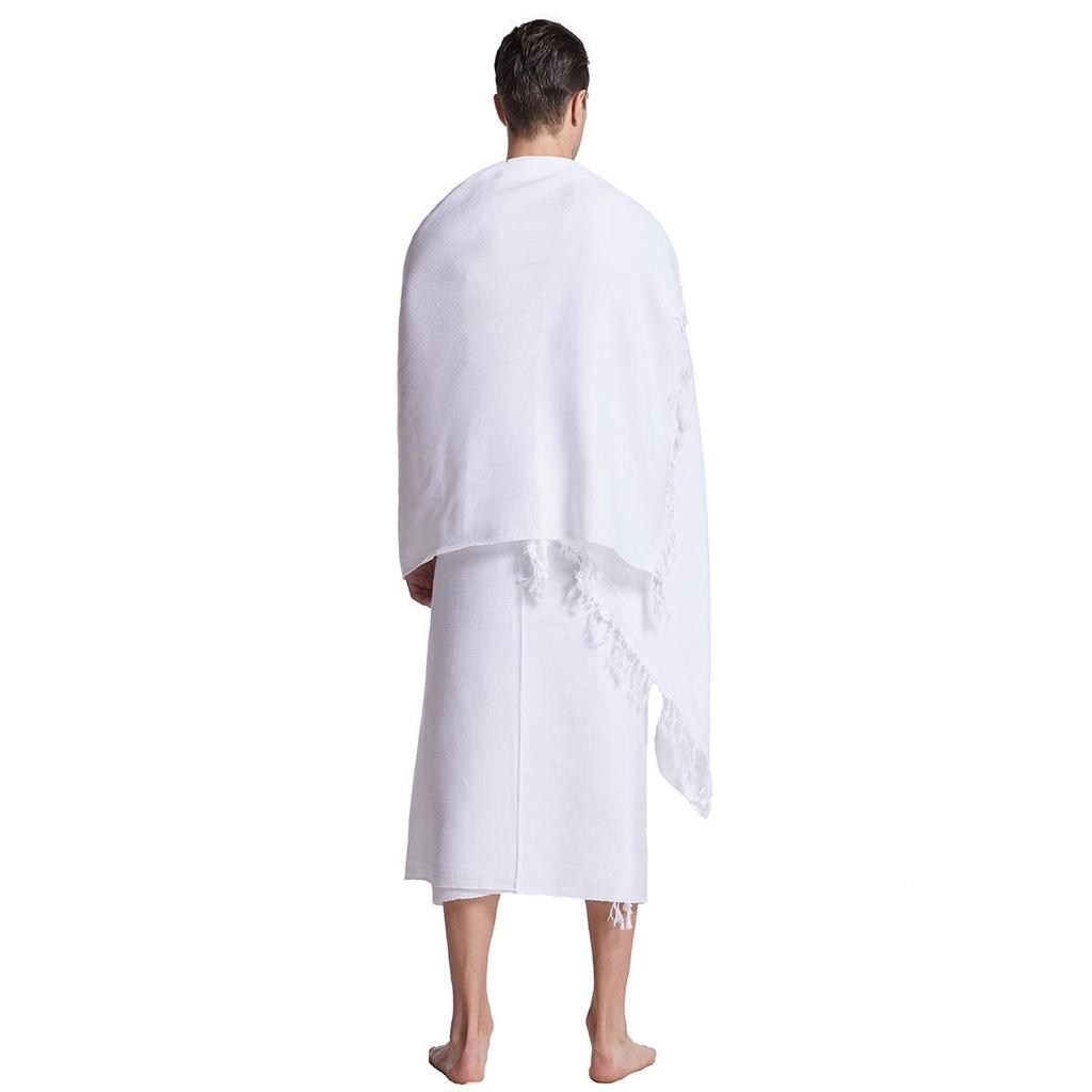 Mecca Ihram Hajj Men's Garment: Middle Eastern Solid Color Two-Piece Set
