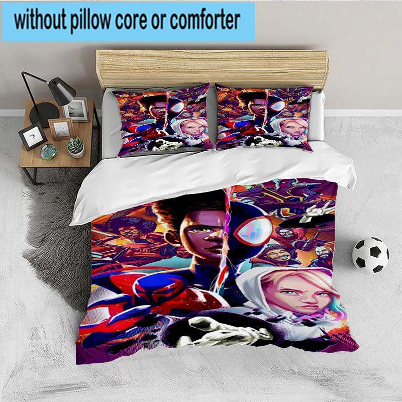 Into The Spider-verse 3-teiliges Bettwäsche-Set, Ideal für 1 Bettbezug und 2 Kissenbezüge, Perfekt als Geschenk für Fans, Ideal für Schlafzimmer, Studentenwohnheim