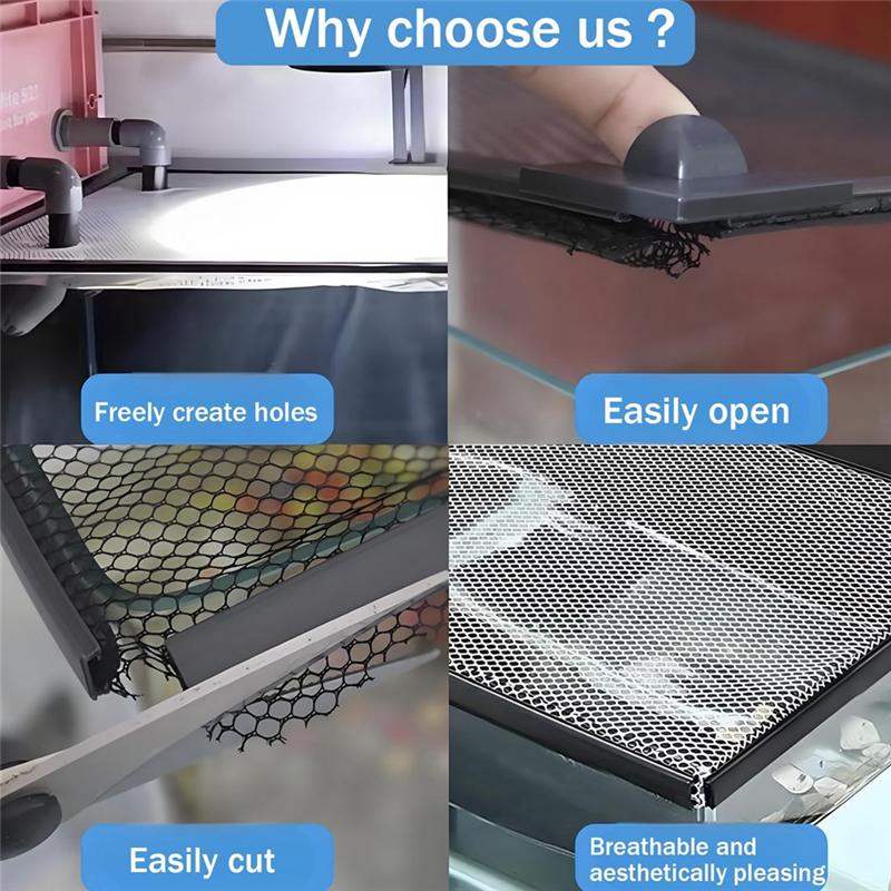 AD23-DIY Magnetic Aquarium Lid Fish Tank Hood Top Cover Anti-Jumping Net Cover Mesh To Protect Fish Jumping Out Of Fish Tan