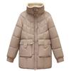 2025 winter new lapel loose medium and long, Korean version of fashion down cotton jacket