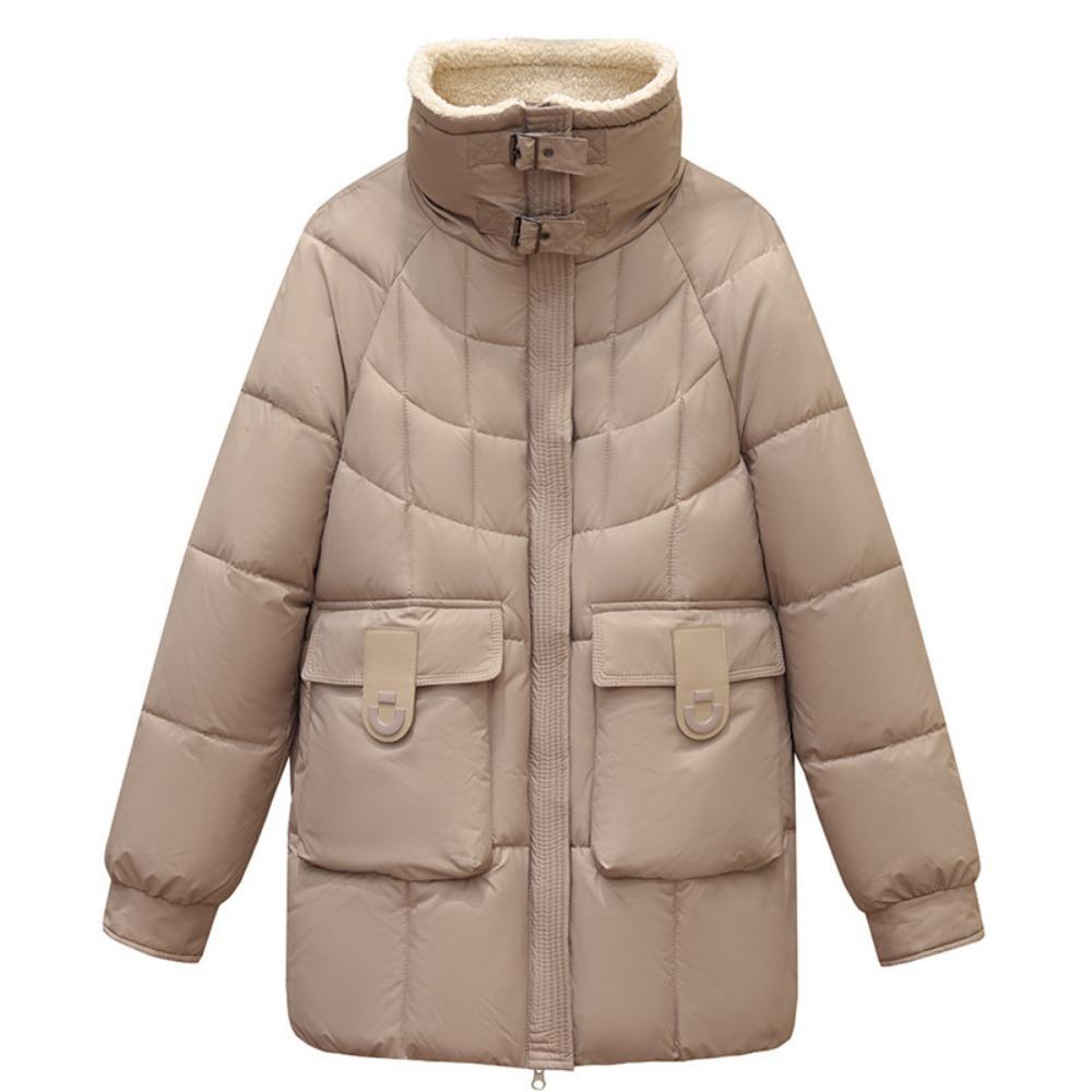 2025 winter new lapel loose medium and long, Korean version of fashion down cotton jacket