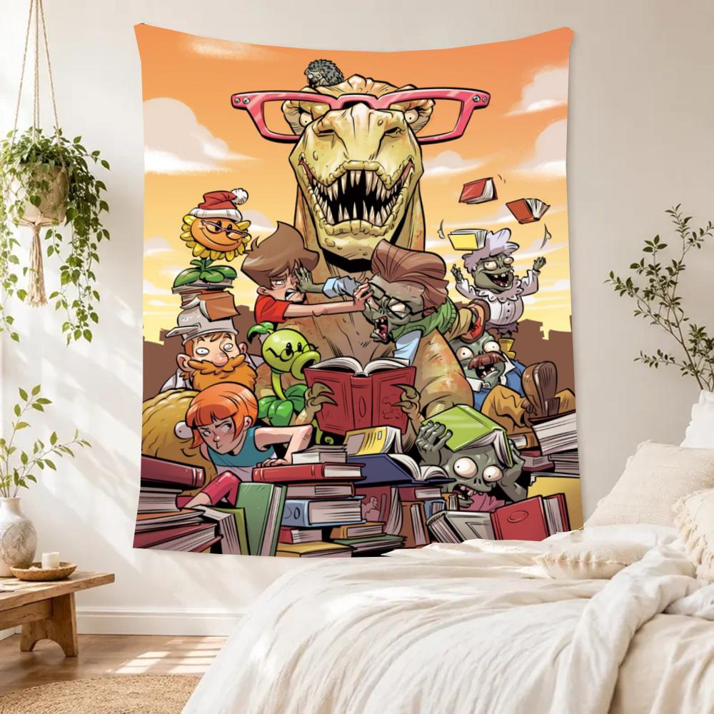 Plants Vs Zombies Aesthetic Tapestry Rustic Farmhouse Great For Reading Corner Dorm Wall Bedroom Four Seasons Vintage Wall Art