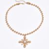 European & American Retro Imitation Pearl Cross Pendant Necklace - Luxurious Beaded Women's Accessory