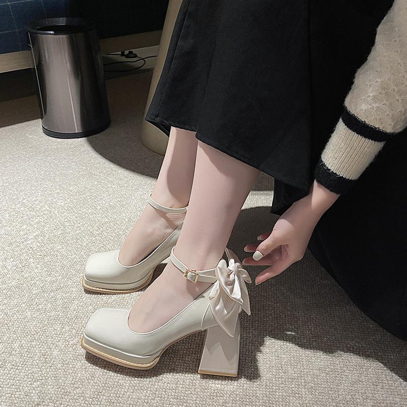 Square head Mary Jane Spring and fall new fashion high heels Barbie Princess shoes waterproof platform high heels for women
