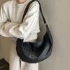 Korean Casual Style Large Capacity Girls Black Messenger Bag Student Canvas Shoulder Bag Commuter Bag Dumpling Bag Tide