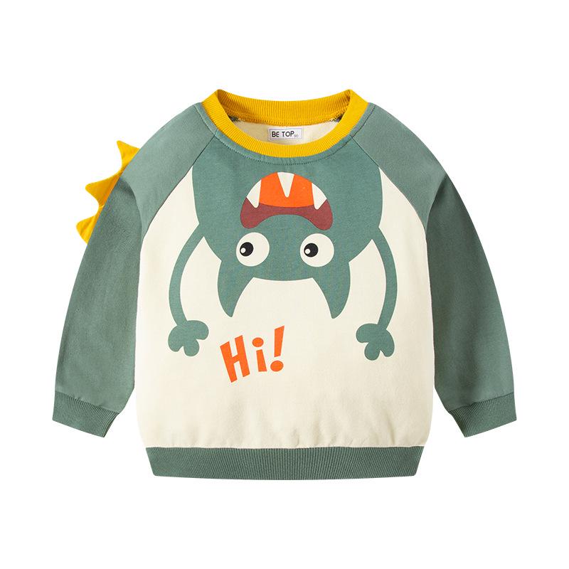 Kids' Korean Style Cartoon Monster Print Hoodie for Spring/Autumn