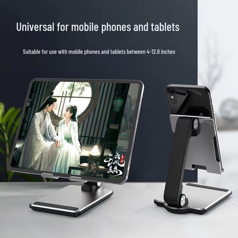 Multi-Functional Aluminum Desktop Phone & Tablet Stand with Foldable Metal Base