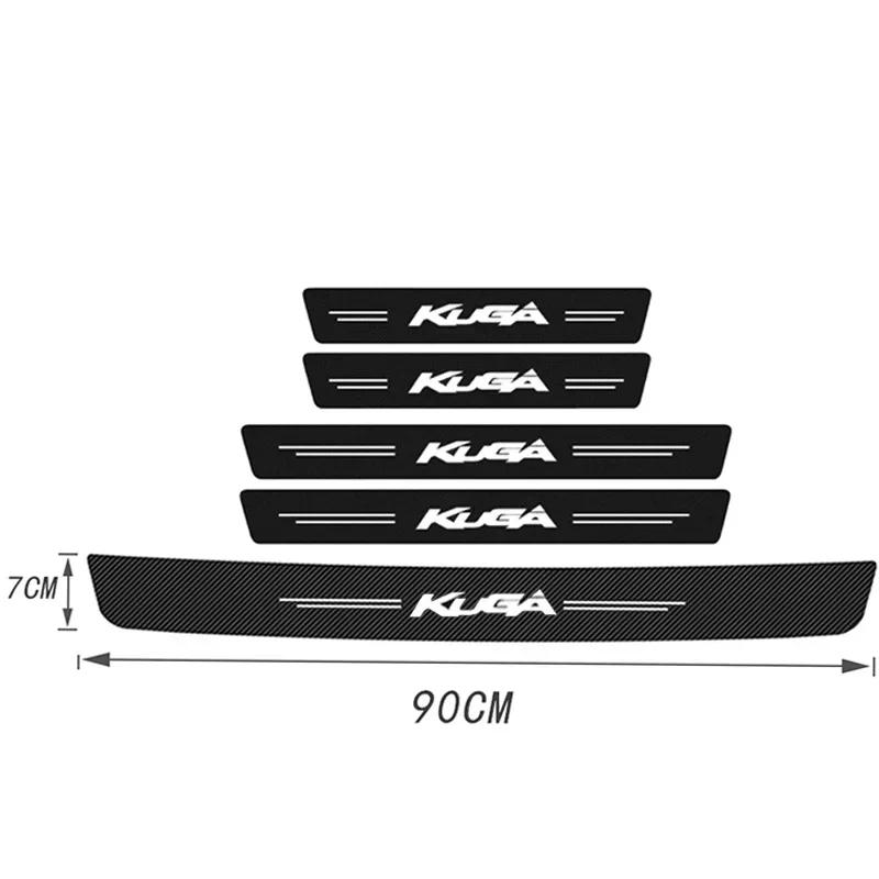 AJV1 Car Trunk Bumper Sticker Door Sill Threshold Protector Pad For Ford KUGA Logo 2023 Carbon Fiber Door Pedal Anti-Scratch Cover