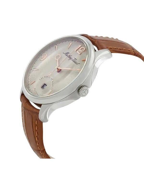 Mathey-Tissot Męski zegarek Edmond Automatic, limitowana edycja, skórzany pasek, srebrna tarcza, AC1886CIA
