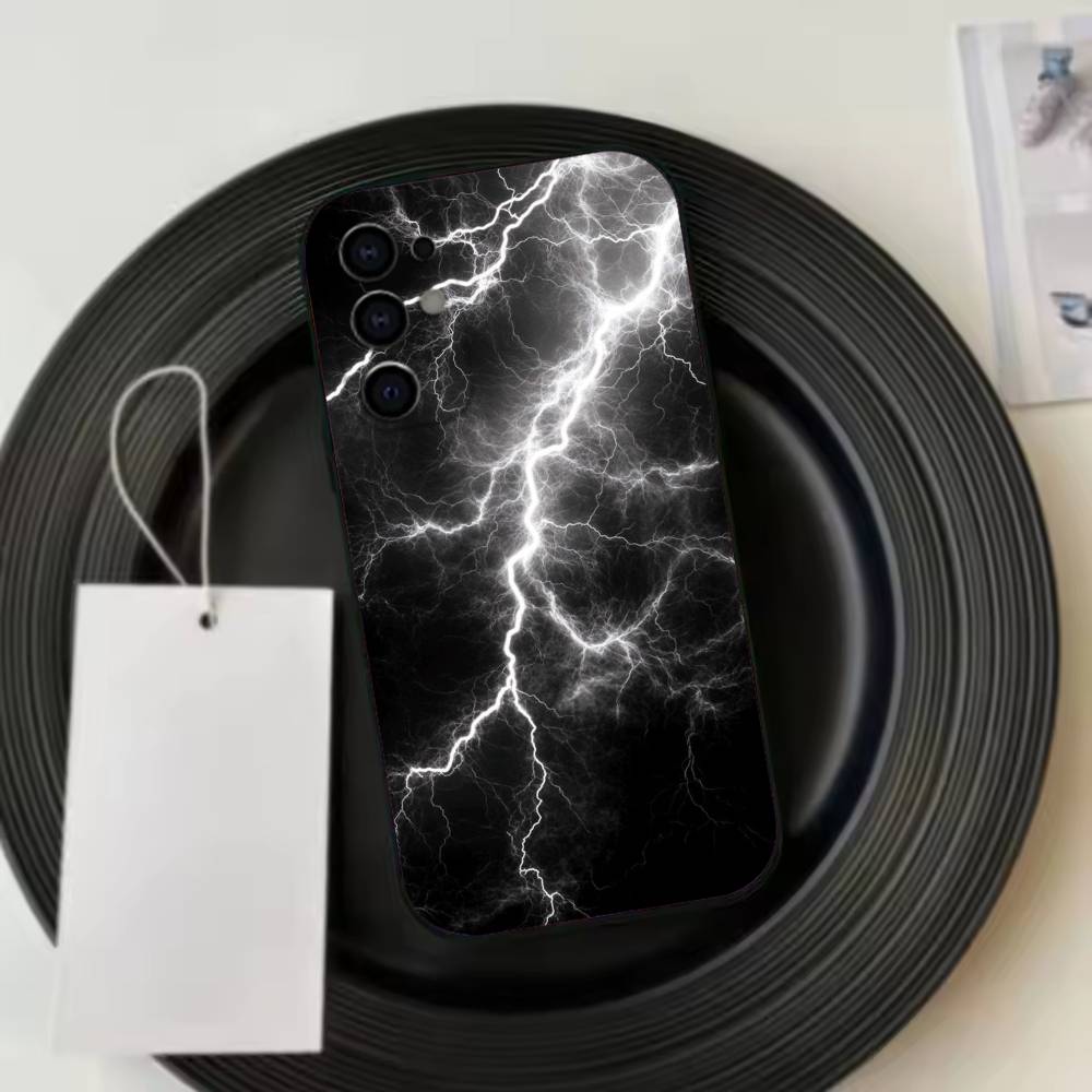 Dark Night I-lightning Phone Case For Samsung S25,S24,S21,S22,S23,S30,Ultra,S20,Plus,Fe,Lite,Note,10,Black Cover