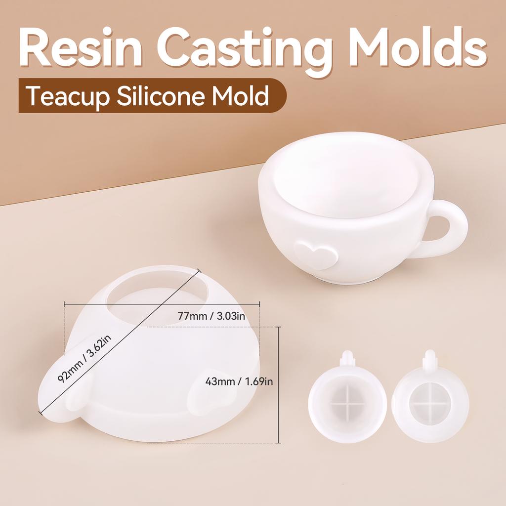 Liebe Teetasse Silikonform DIY Handgemacht Gips Zement Kaffeetasse Untertasse Keramik Epoxidharz Form 3D Kerzenbecher Form Heimdekoration