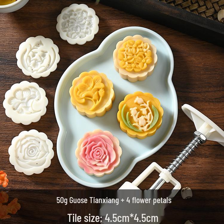 Mid-Autumn Mooncake Press - Flower Ice Skin Mold for Pastry & Mung Bean Cake