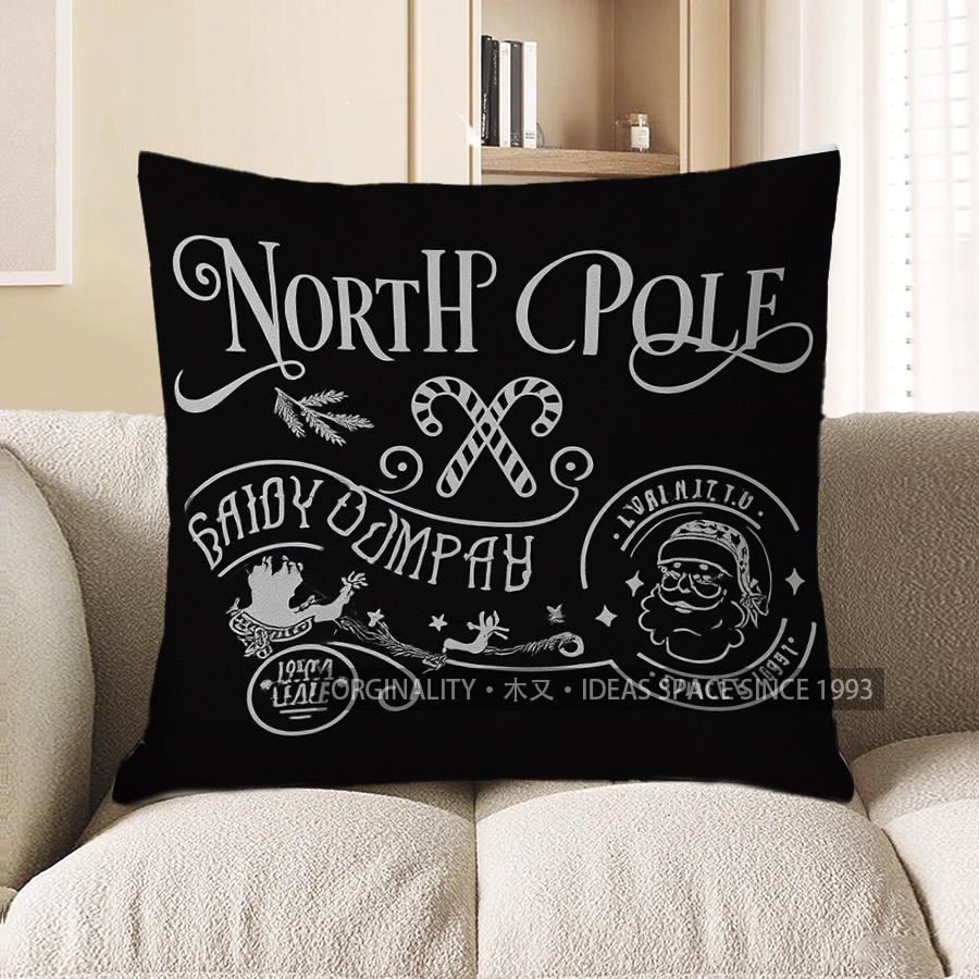 Home Decor North Pole Candy Company Christmas Throw Pillow Pattern Cushion Cover Suitable for Sofa Bedroom Car Pillow Cover 40x40cm