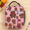 Kawaii Cute Domo Cartoon Lunch Bag For Child Print Outdoor Picnic Lunch Box Cute Portable Oxford Cooler Bag