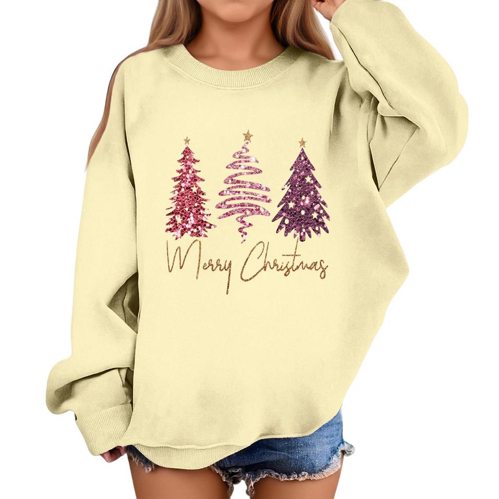 Children's Fashionable Casual Long-sleeved Loose Christmas Print Pullover Sweatshirt