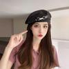 Women's Spring/Summer Black All-Match Octagonal Beret - Trendy Korean and Japanese Style Retro Painter Hat