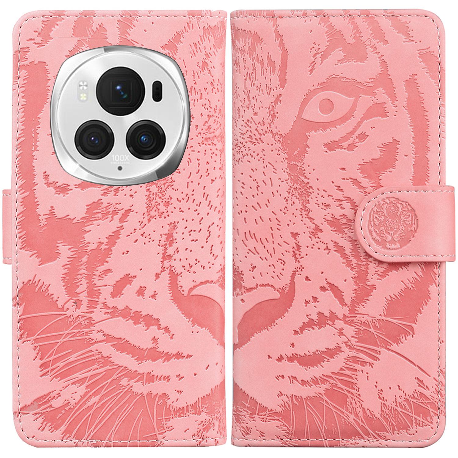 For Honor Magic6 Pro 5G Case Tiger Imprint PU Leather Flip Phone Cover A