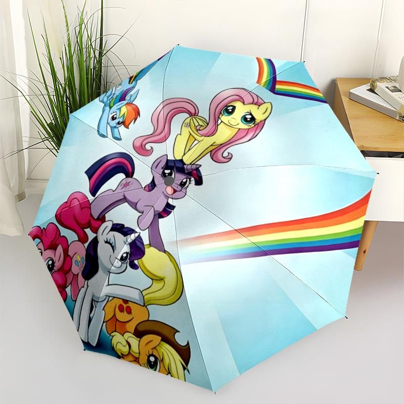 Little Pony Fashionable Automatic Opening/Closing Folding Umbrella. Portable and Foldable, Ideal for Gift, Travel, and Daily Use.
